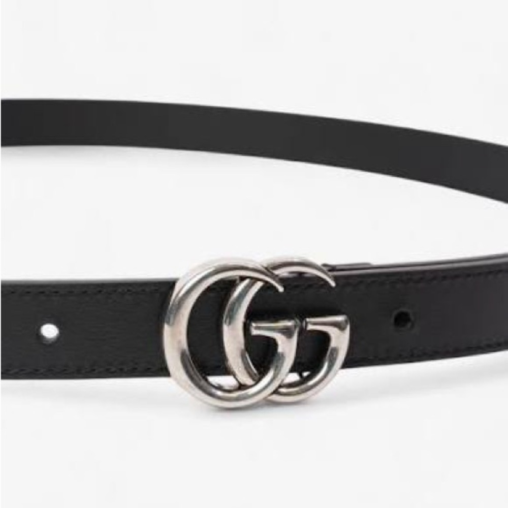 Gucci Black Leather Belt with Embossed Logo